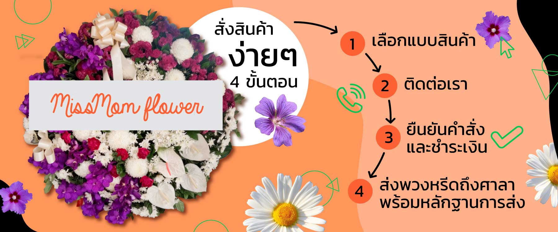 ขั้นตอนการสั่งพวงหรีด